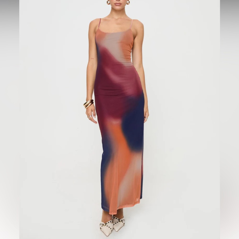 Princess Polly Amoret Maxi Dress, Multicolored Watercolor, Size 2
